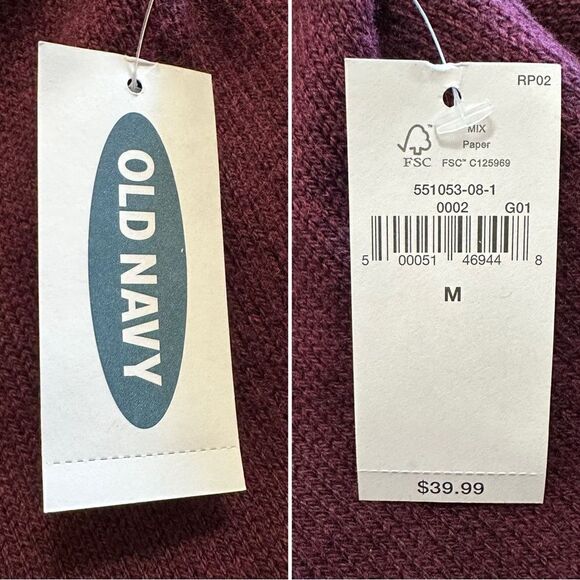 NWT Old Navy Open Front Burgundy Long Line Cardigan, Sz Medium - Picture 12 of 13